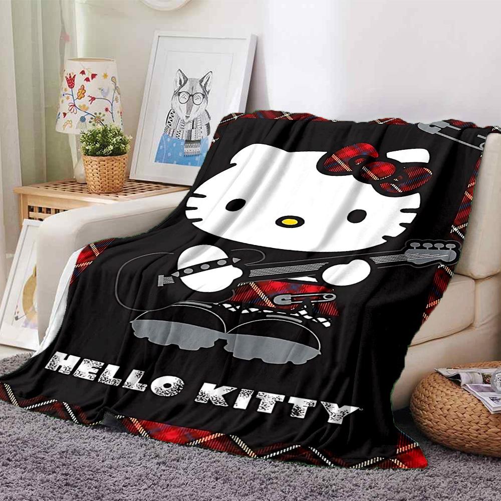 

1pc plaid pattern hello kitty Soft Flannel All-Season Throw for Home, Office, Outdoor UseDurable Comfort 100560 80cmx120cm(31inx47in)