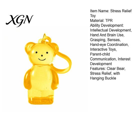 Anxiety Relief Toy Clear Bear Squeeze with Hanging Buckle Stress Sensory Soft Ball Slow Rising Sugar Decompression Animal Maltose Texture