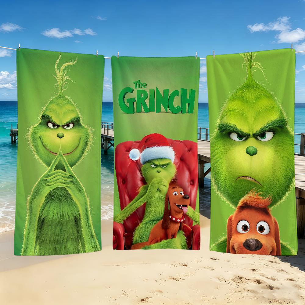 Towel For Outdoor Camping G-Grinch-Es Beach Towel Movie Super Absorbent Quick-Drying Classic Cartoon Summer Towel