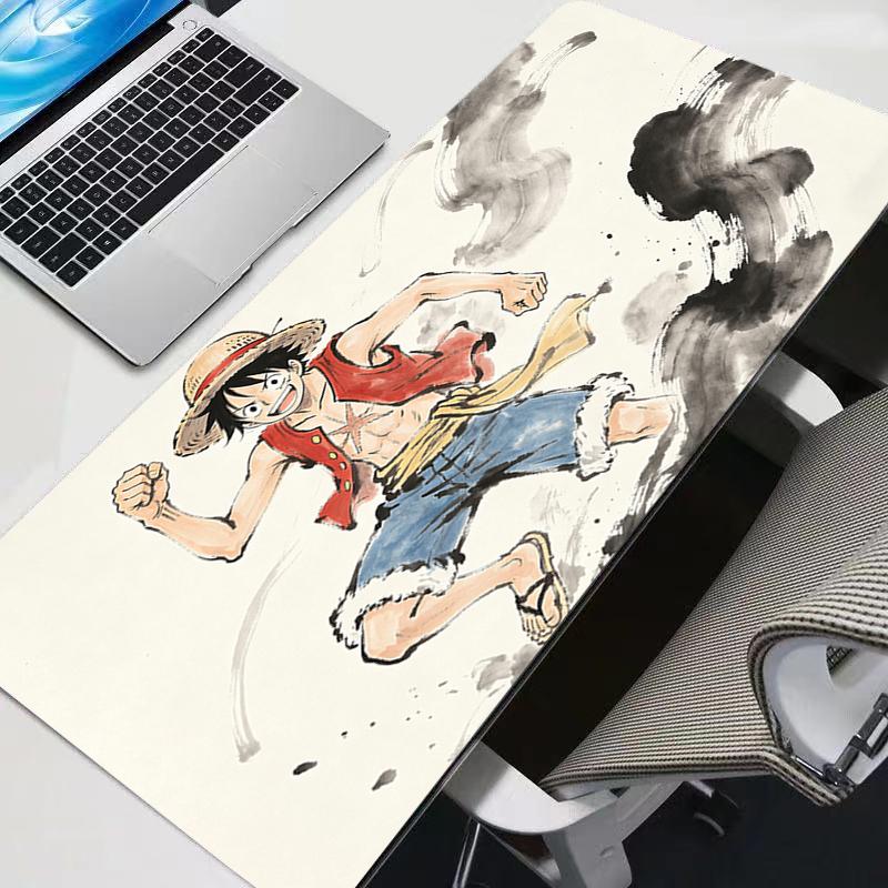 Gaming Mousepad One Piece Luffy Ink Wash Painting Computer Rug Gamer Mouse Pad Natural Rubber with Locking Edge Gaming Mouse Mat