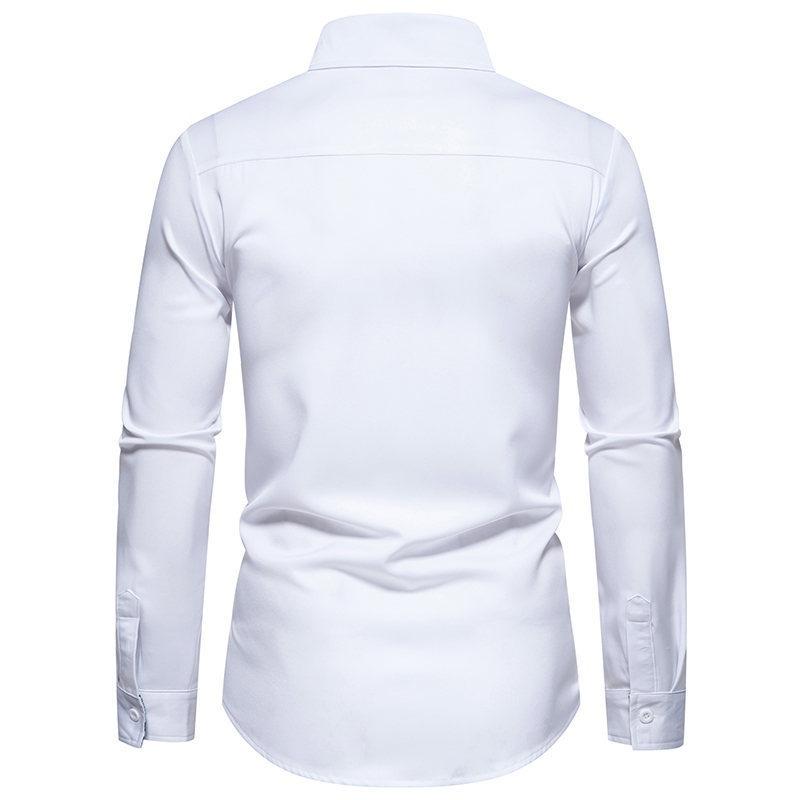 Spring Men's Fashion Triangle Neck Cashew Flower Color Blocked Long Sleeved Shirt for Men Shirts (men’s)