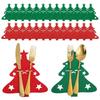 Christmas Cutlery Holders Xmas Tree Shaped Tableware Holder Bags Knife Fork Spoon Set Organizer Bag Pockets Home Decor Wholesale