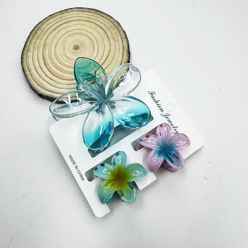 Sada skřipců do vlasů s frangipani: Květinové vlasové doplňky s imitací mramoru pro módní svátky