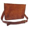 Vintage braune echte Ziegenleder Laptop Umhängetasche Herren Messenger Bag