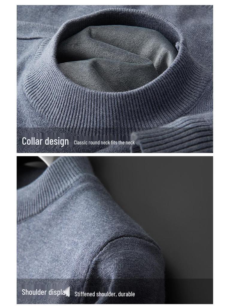 Men's Heavyweight Half-High Collar Velvet Sweater - Thick, Warm, Knitted Base Layer for Winter