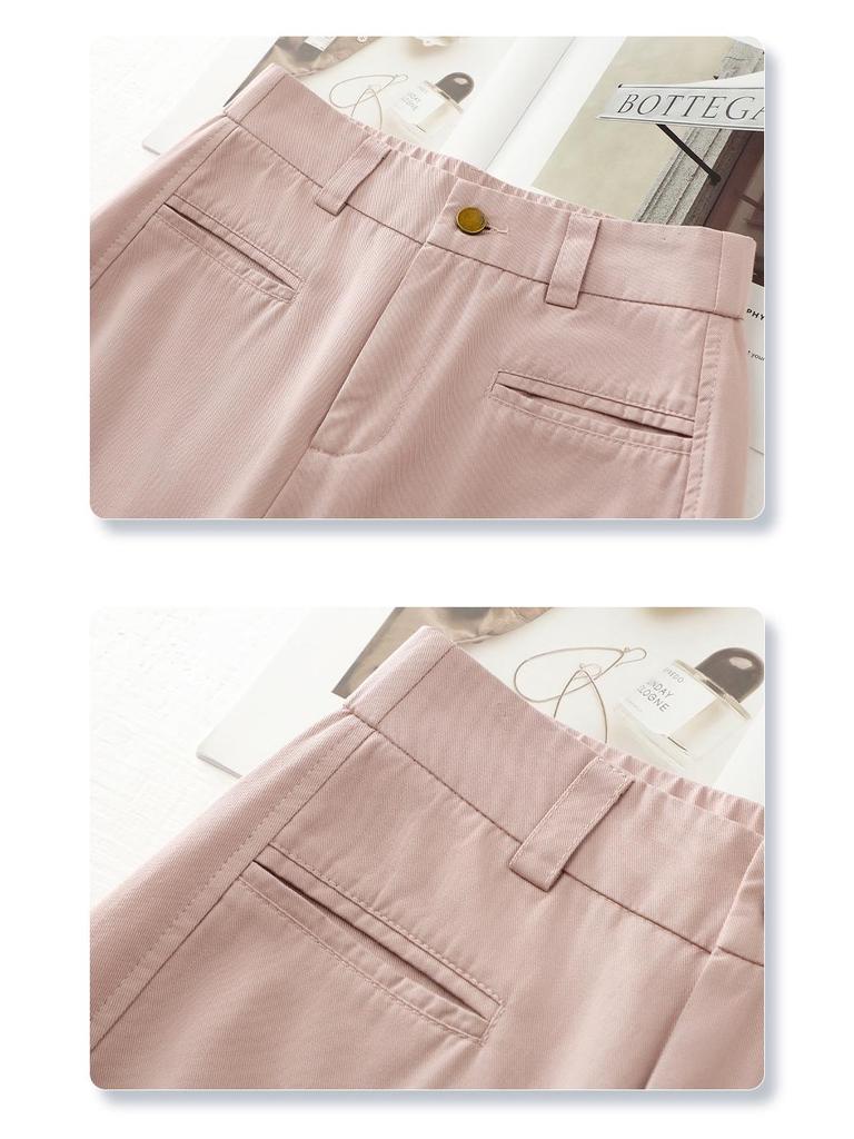 Pink Slim-Fit Straight-Leg Women's Pants: 2025 High-Waisted, Loose, Wide-Leg, Casual Spring and Autumn Style.