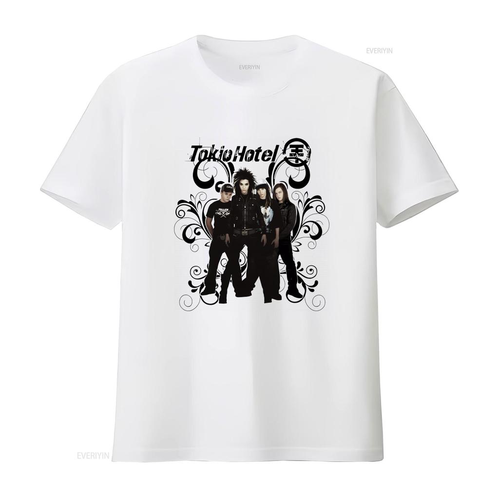 Tom Kaulitz Tokio Hotel Band T Shirt Tops Fashion Streetwear vintage Washed Stretched Comfortable Versatile graphic homme