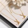 Elegant Geometric Fu Character Gourd Necklace & Anklet Jewelry Set in Titanium Steel