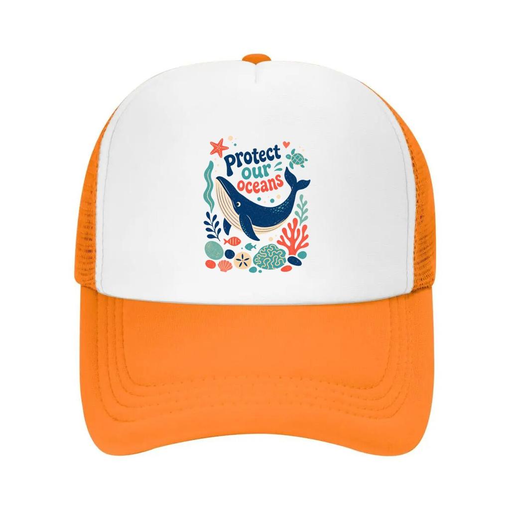 Playful Whale Coral Conservation Pos Mesh Baseball Cap Casual Hat Outdoor For Womens Unisex FeUnisex