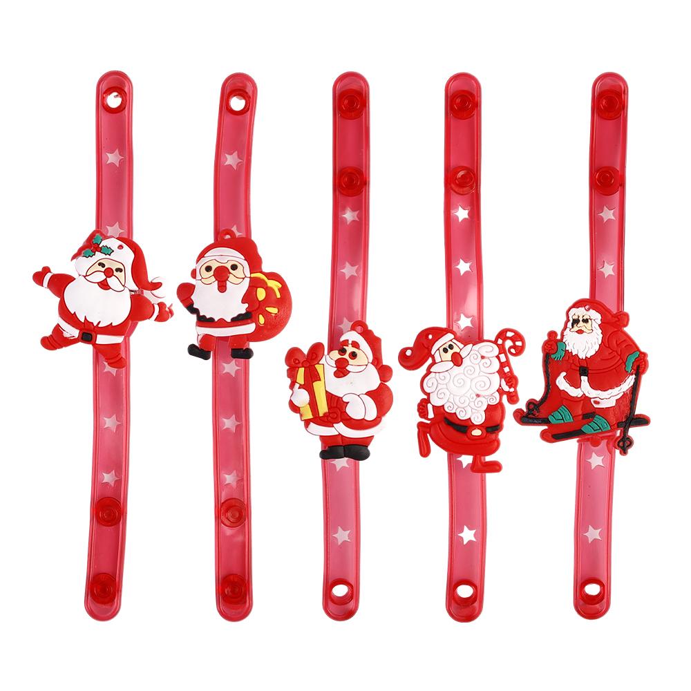 

1-10pcs Christmas Seris Cartoon Santa Claus Snowflake LED Light-up Watch Toys Colorful Blue/flashing Kids Wristband Holiday Gift 1pc