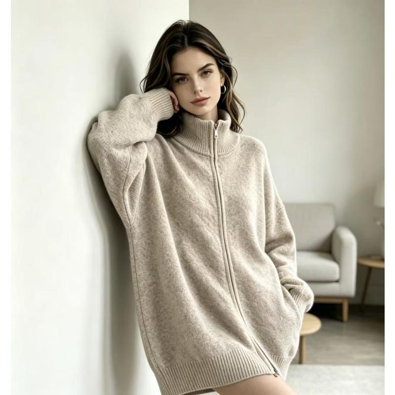 TIFICY Women's Fashion Casual Fall Winter Solid Color Print Long Sleeve High Neck Tops Women's Clothing Woolen Knitwear Sweaters