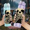 1PC Monochrome Skeleton Bust 750ml Color Plastic Sports Water Bottle Leakproof Flip Straw Lid For Sports Office Home Use