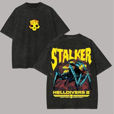 Amante de Anime Helldivers Novo Modelo Camiseta Lavada Roupa para todo o ano personalidade Roupas Tamanho Grande Unissex Y2k Curta alta qualidade