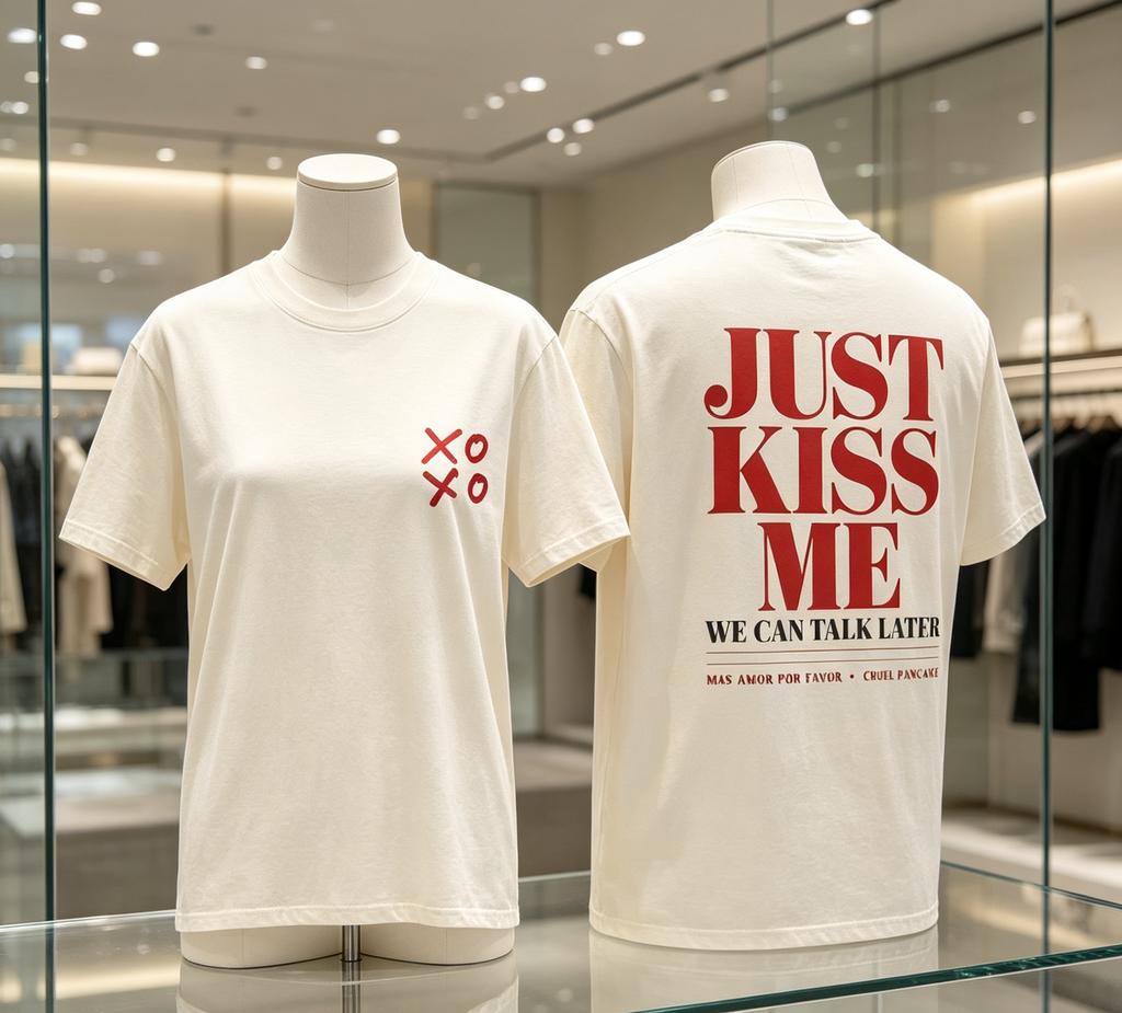 Summer Y2k Fashion Tshirts Just Kiss Me Funny Graphic Print Cotton TShirt Positive Shirt Gift Casual Loose Streetwear Unisex