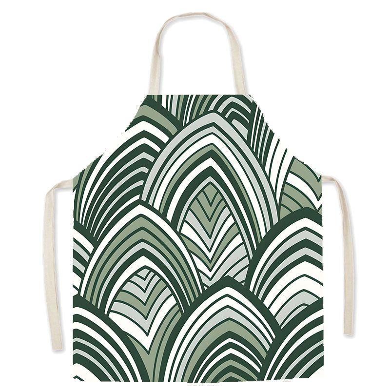 Nordic Fresh Plant Couple Linen Sleeveless Apron Kitchen Baking Cooking Men And Women Waist Chef Coat