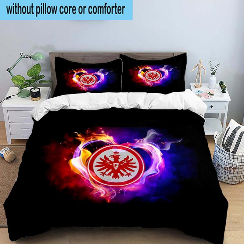 Flaming Heart Frankfurt Emblem 3PCS Bedding set,Ideal for1pc Duvet Cover And 2pcs Pillowcases Perfect for Christmas gift,Ideal for Bedroom, Dormitory