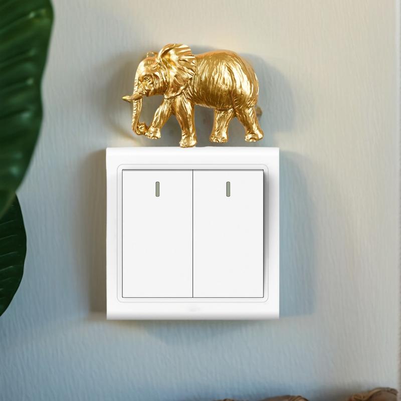 Lion Elephant Light Switch Decoration Resin Figurine Self-Adhesive Detachable Wall Sticker Switch Ornament Home Decor