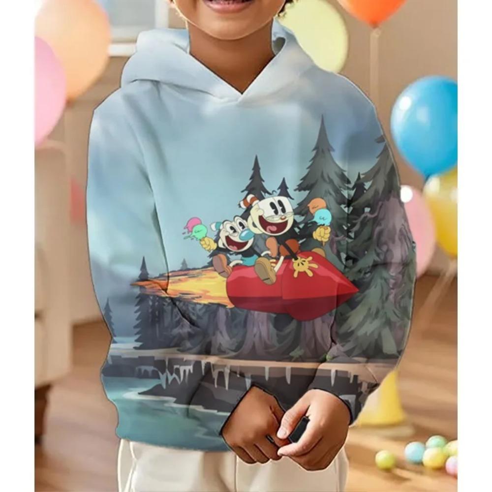 Cuphead Children's  Fleece 3D Print Hoodies Anime New Boysgirls 3D GAME Graphic Printing High Quality Comfortable Sweatshirts 3D Printed Tops