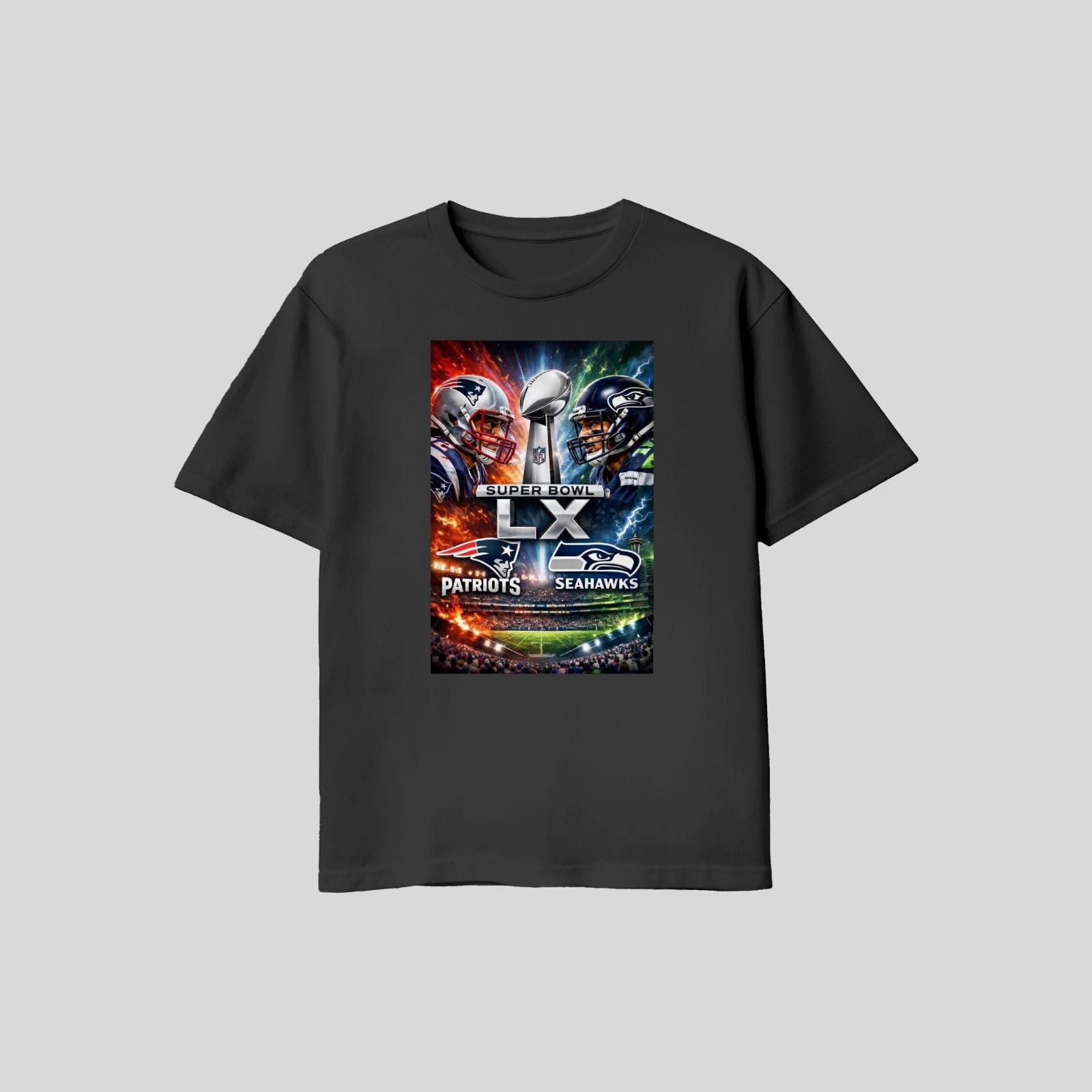 Unisex Adult Casual Graphic Super Bowl LX 2026 Seattle Seahawks Eng... XXXXL