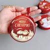 Children's Coin Purse Round Christmas Coin Pouch with Cartoon Pattern Zipper Closure Coin Case with Lanyard for Kids Coins Cash Keys Candies