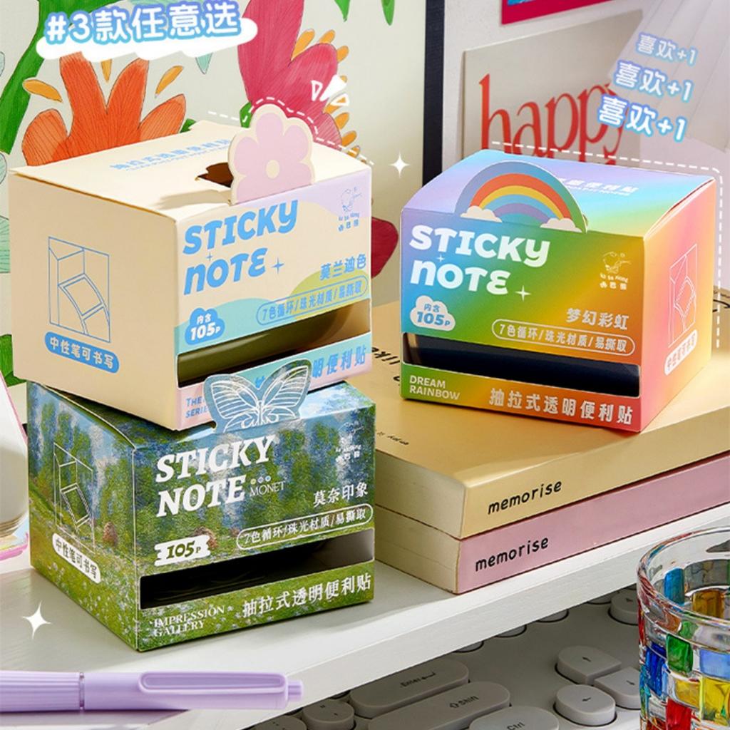 INS Highly Attractive Pull-Out Sticky Notes Drawer-Style Re-Stickable Sticky Notepad For Key Point Marking Note Memo Pad Station