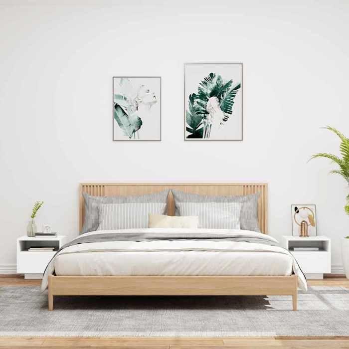 Maison Exclusive - Armoires de chevet avec lumières LED 2 pcs blanc 40x39x37 cm