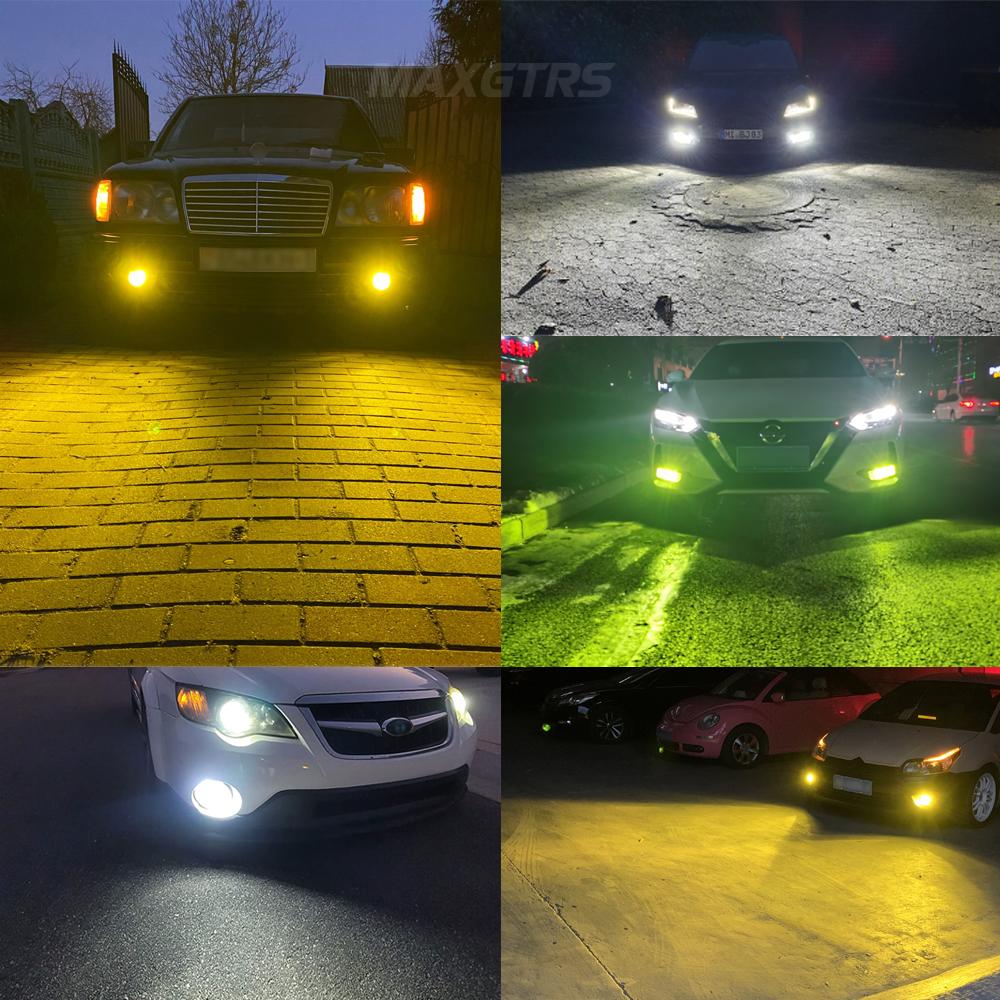 MAXGTRS 2x H3 Headlight LED Canbus No Fan High Beam 6500K White Yellow Car Fog Light Driving Lamp DRL 12V Mini Design
