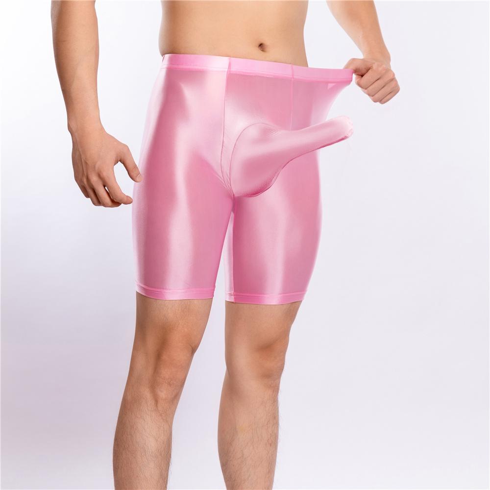 Sexy Männer Satin Glatt Penisring Boxer Gym Leggings U Konvexe Tasche Dessous Shorts Slip Höschen Elastische Hosen Formwäsche