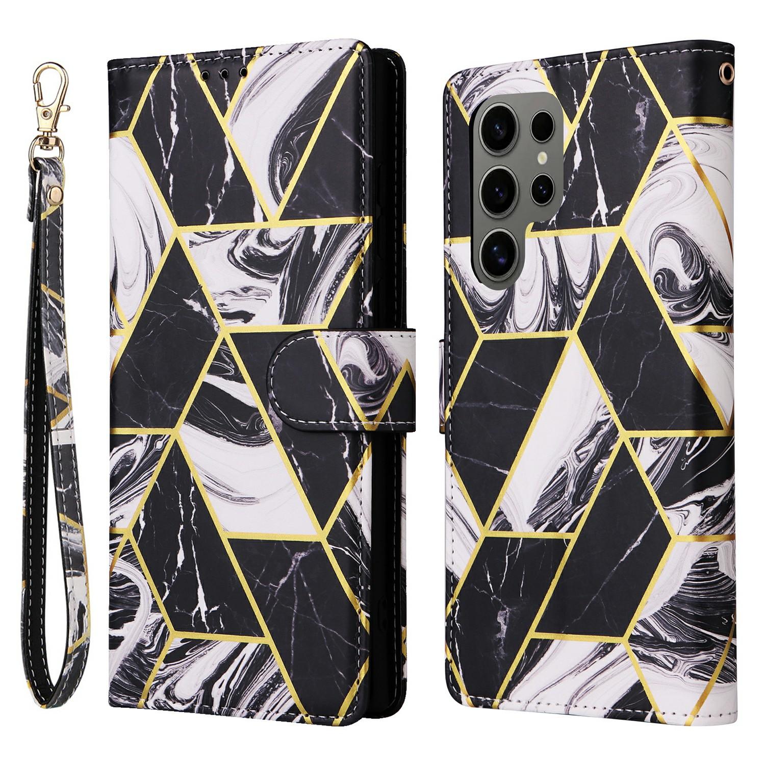 

For Samsung Galaxy S25 Ultra Case Lacquered Marble Pattern Leather Phone Cover A