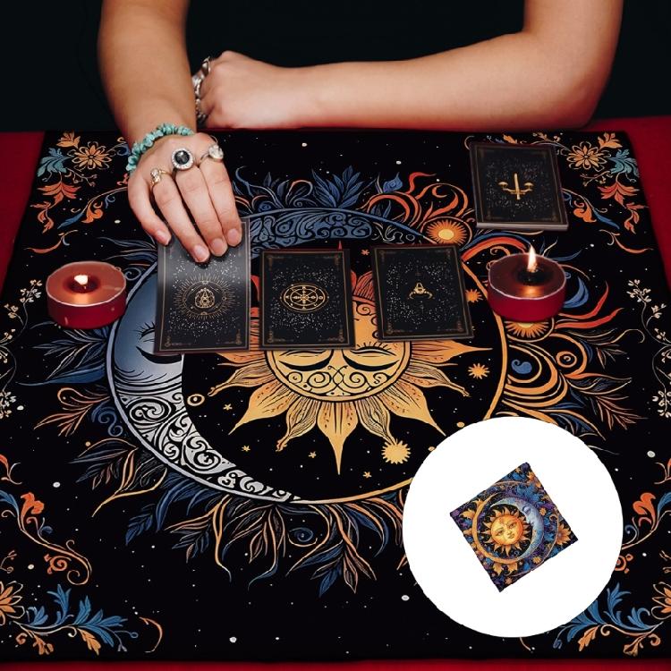 Divinations Tablecloth Sun Moon Pattern Astrology Tarots Card Tablecloth Altars Cloth Divinations Board Game Accessory