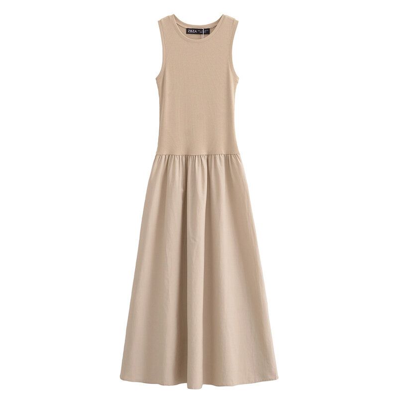 Fashion Style 2024 New Fall Women's Clothing Sleeveless Stylish Easiest for Match Two-Color Long Patchwork Vest Dress