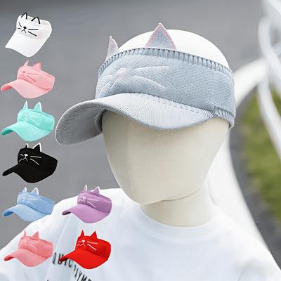 Spring/Summer Versatile Cute Cat Ear Design Sun Hat Visor Stylish, Casual,perfect Birthday Gift