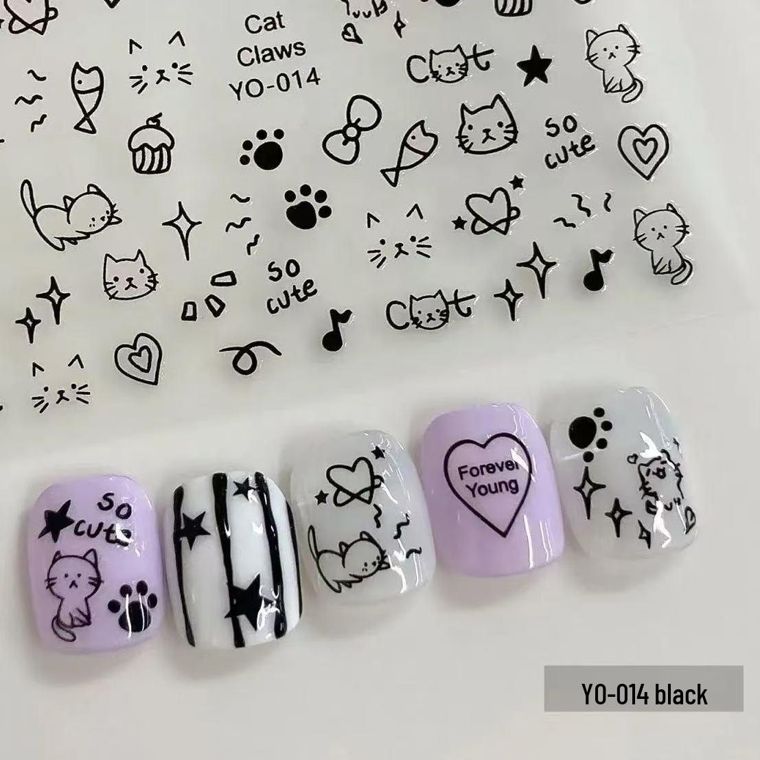 

2024 Милые наклейки для нейл-арта с щенками и котятами - Популярные граффити-украшения