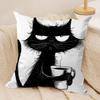 Whimsical Cat Art Cushion Cover Silky Short Plush Invisible Zipper Dustproof Sofa Pillow Case For Home Decor