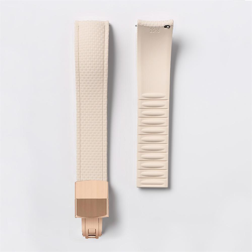 FKM Watch Band Fluoro Rubber Strap 18/19/20/21/22/24mm Quick Release Folding Clasp Cut To Size Replace Watch Bracelet for Men Women