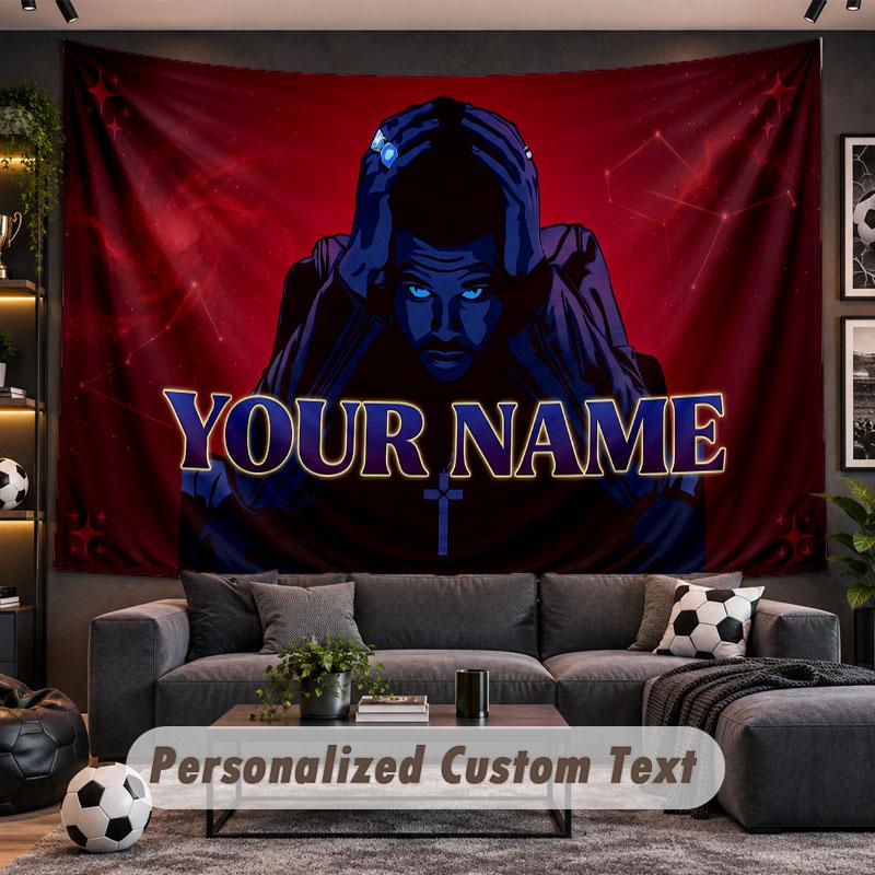 Wall Hanging Tapestry Custom NameThe Weeknd Pattern Personalized Printed Fabric Wall Decor