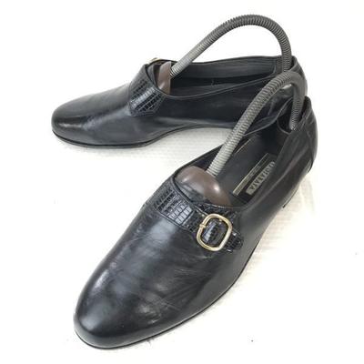 GINZA-1897-TOKYO FUTABAYA Kožené Monk Strap Mokasíny 23.0 Černé společenské boty(POUŽITÝ)