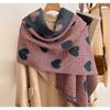Scarf Women's Winter Fashion Versatile Houndstooth Love Shawl Outer Layer Thickened Warm High End Imitation Cashmere Scarf