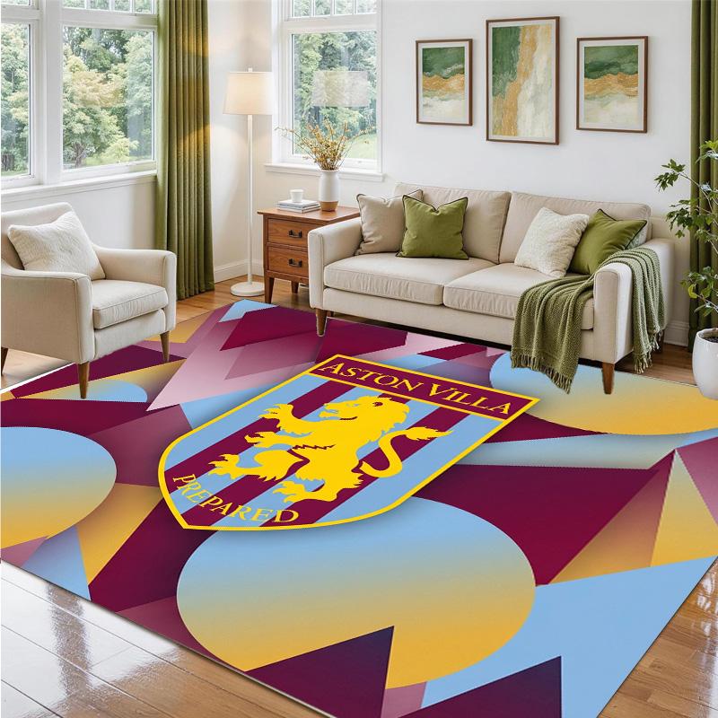Aston Villa Football Design Crystal Velvet Rug Soft Decorative Mat for Bedroom Entrance