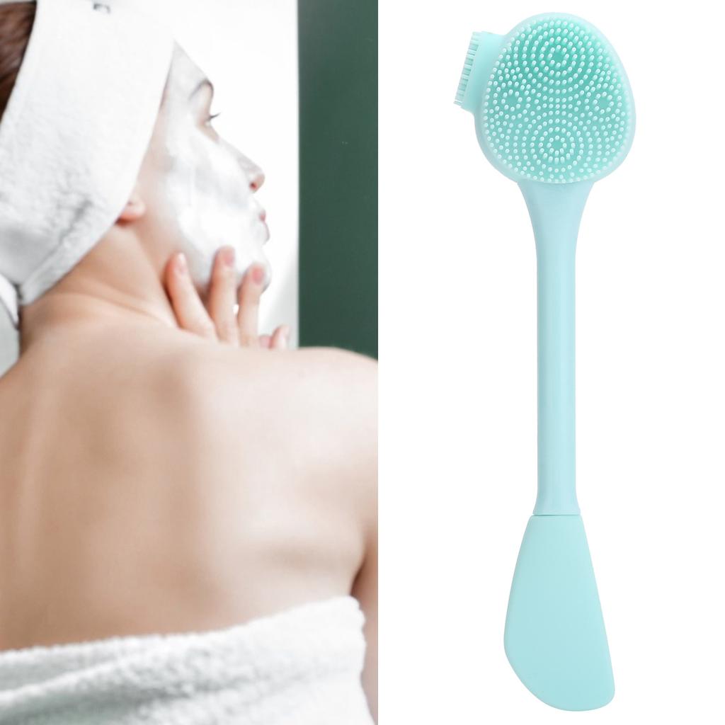 Handheld Silicone Face Cleaning Brush Mask DIY Mixing Stick Makeup Cleansing Brush(Green Double