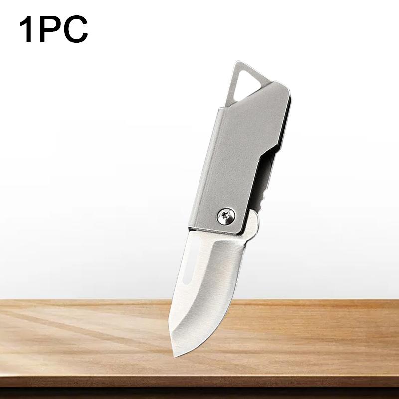 Kitchen Paring Knife Mini Portable Fruit Knife Stainless Steel Folding Sharp Pocket Knives with Key Chain Non-slip Handle