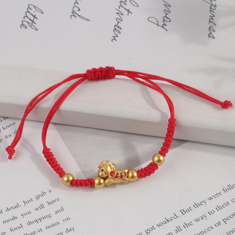 Regulowane bransoletki z zawieszkami w kształcie małego konika dla kobiet, czerwona sznurkowa bransoletka, damska biżuteria, prezenty