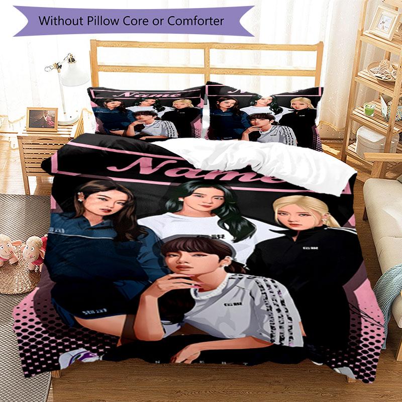 3PC Custom Name "Name Group Fashion" Bedding Set Printed  Bedding Set Duvet Cover Closure Includes 1 Duvet Cover & 312 Pillowcases for Bedroom