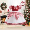Kids Girls Santa Claus Xmas Elf Bow Sequins Princess Dress Children Christmas New Year Cosplay Costumes Kindergarten Performance Role Play Outfit