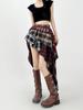 Damen A-Linie Karierter Rock Vintage Mode Ästhetik Y2k Asymmetrischer Minirock Harajuku Koreanischer Rock 2000er Jahre Kleidung Sommer