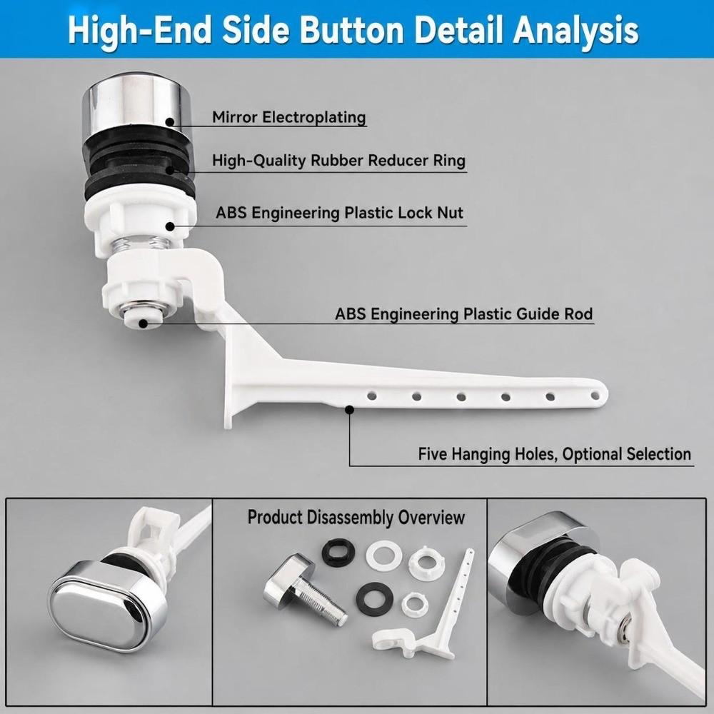 Pull Rod Toilet Tank Handle Side Mount Toilet Trip Lever Flush System Toilet Flush Handle Bathroom