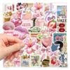 50Pcs/Set Retro Pink Junk Diary Stickers DIY Fashion Waterproof Doodle Decals Stickers