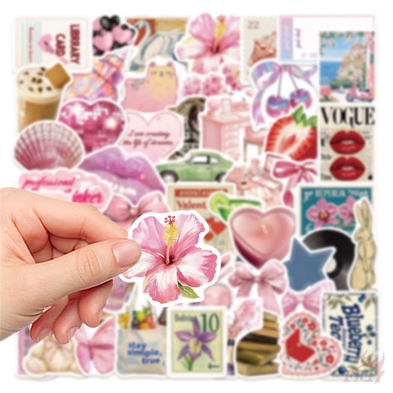 50Pcs/Set Retro Pink Junk Diary Stickers DIY Fashion Waterproof Doodle Decals Stickers