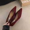 Retro buty damskie na niskim obcasie ze szpiczastym noskiem z płytkim wycięciem, buty na jeden pedał do dojazdów do pracy, nowe na wiosnę i jesień 2025, zamszowe, z temperamentem
