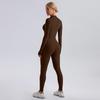 European & American Winter-Style Velvet Brushed Warm Yoga Onesie - Long-Sleeved Fitness Tights for Women